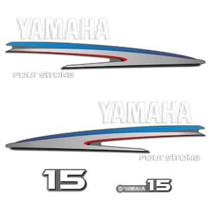 Yamaha 15 HP Four Stroke outboard engine decals sticker set reproduction