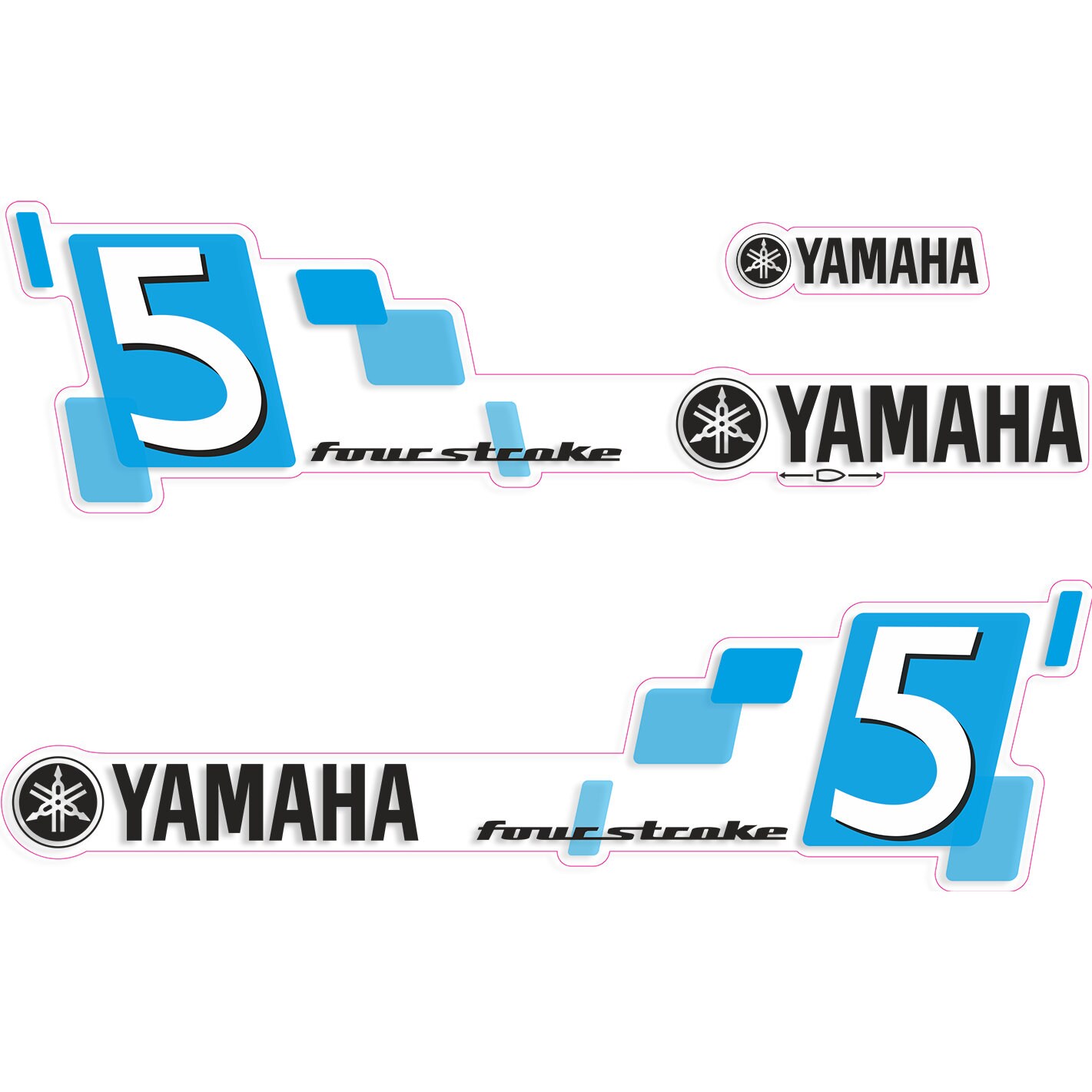 Yamaha 5 HP Four Stroke White Cowling Outboard Engine Decals Sticker ...