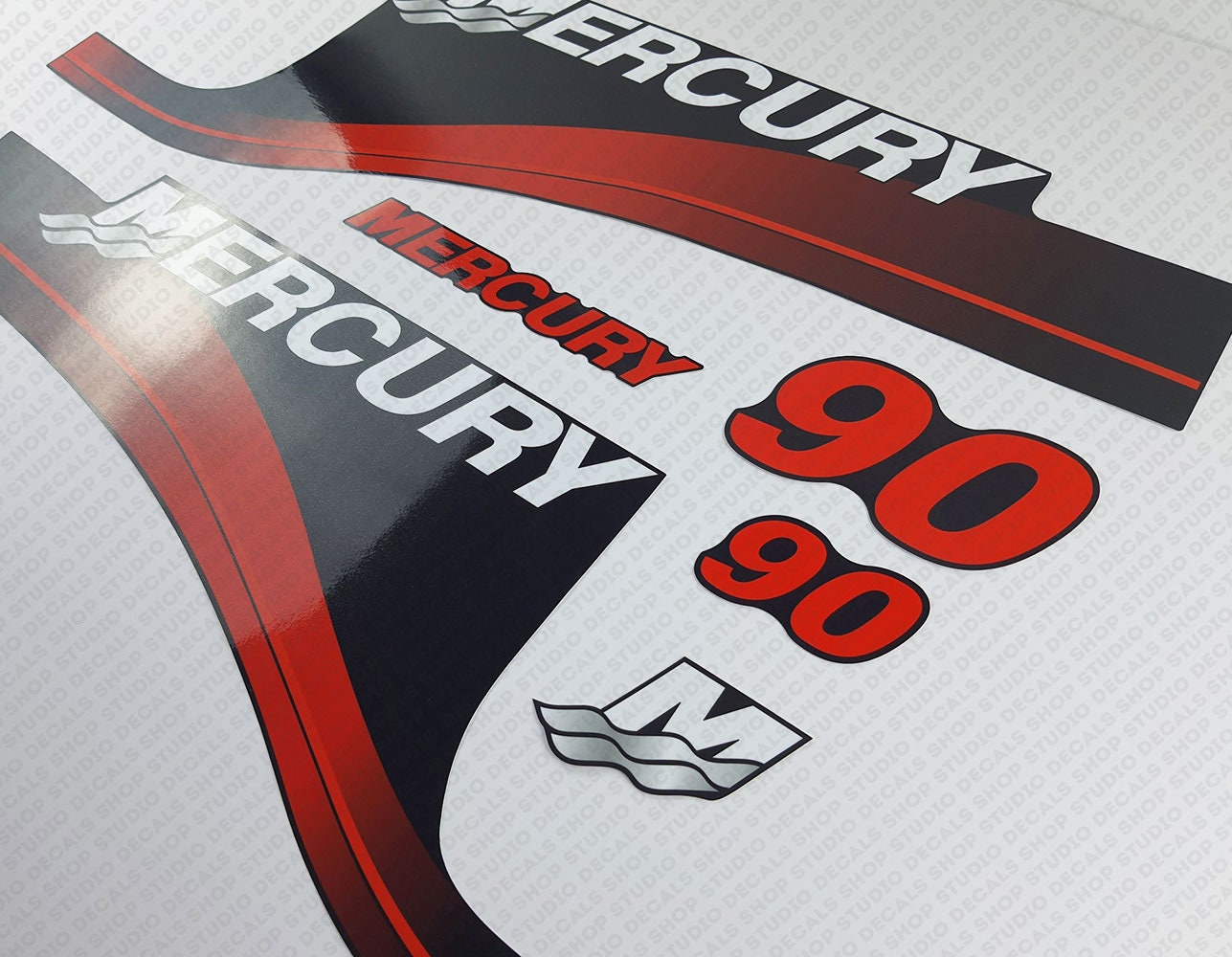 マーキュリー 90 hp 2ストローク船外機デカールステッカーセット マーキュリー 90 hp 2ストローク船外機デカールステッカーセット