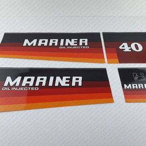 Reproduction d&#39;un jeu d&#39;autocollants pour moteur hors-bord Mariner 40 CV Magnum 1989