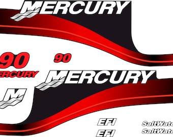 Mercury 90 hp EFI SaltWater outboard engine decals sticker set reproduction