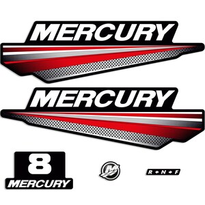 Mercury 8 HP Two Stroke New Model outboard engine decals sticker set reproduction