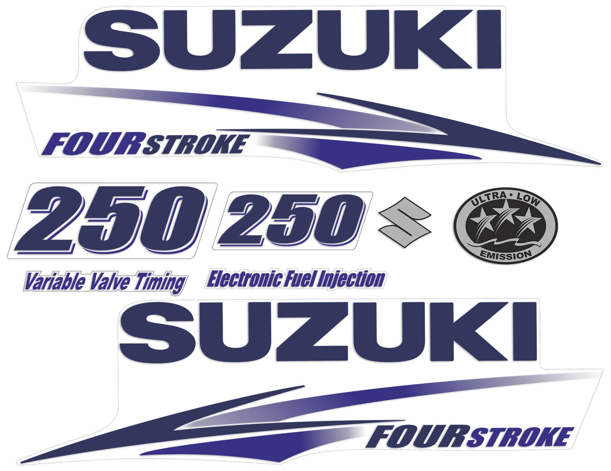 Suzuki DF250 250hp Four Stroke 2010-2013 outboard engine decals sticker set reproduction