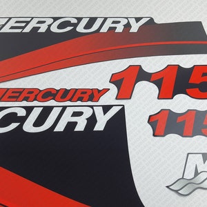 Mercury 115 Hp 4 Stroke EFI Outboard Engine Decals Red Sticker Set