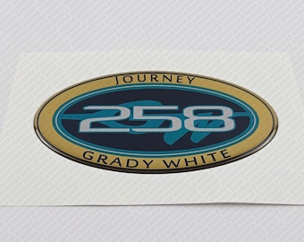 Grady White 258 Journey Raised Domed Decal Sticker 5" x 2.7" 1pcs.
