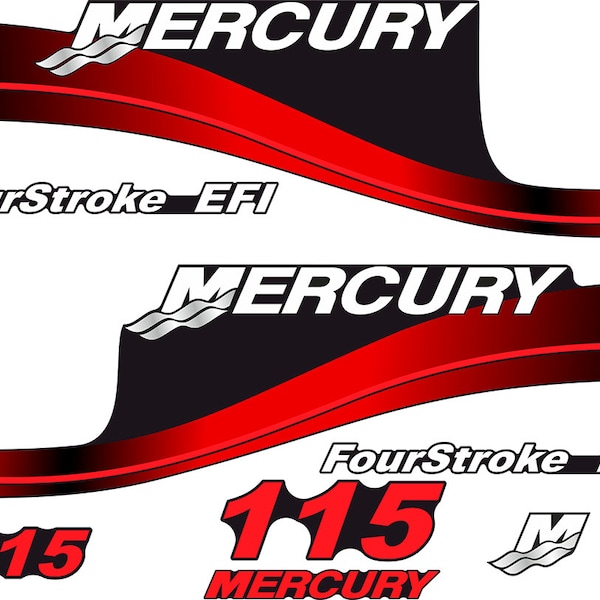 Mercury 115 hp Four Stroke outboard engine decals sticker set reproduction