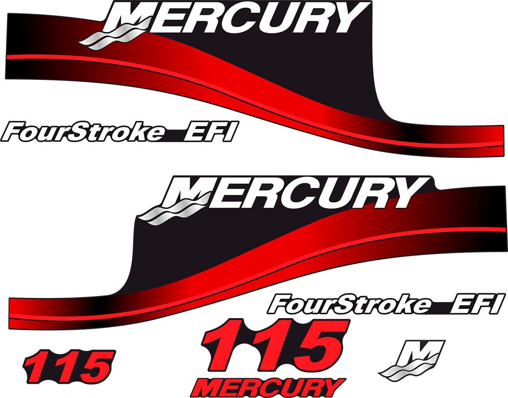 Sporting Goods Mercury 50 Four 4 Stroke Decal Kit Outboard Engine