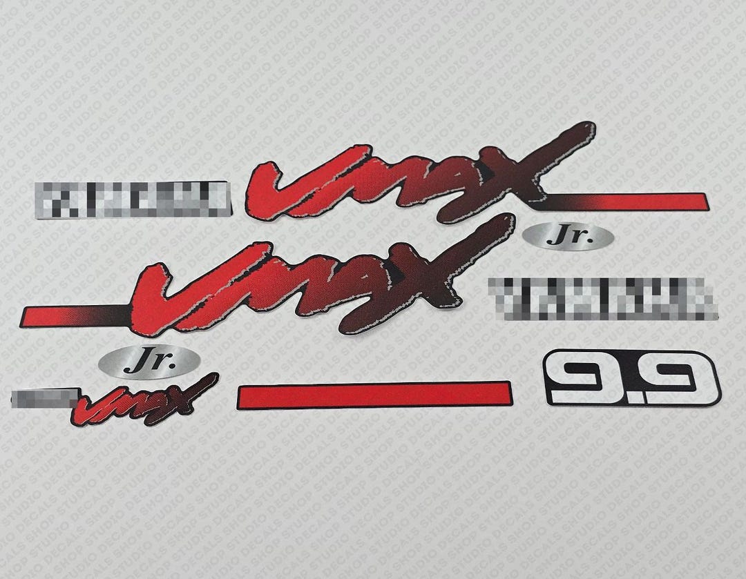 Yamaha 9.9 HP Vmax Jr Outboard Engine Decals Sticker Set Reproduction