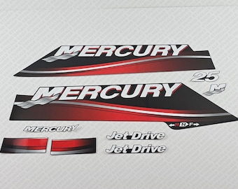 Mercury 25 HP Two Stroke 2006-2010 Jet Drive For Tohatsu Cowling outboard engine decals sticker set reproduction