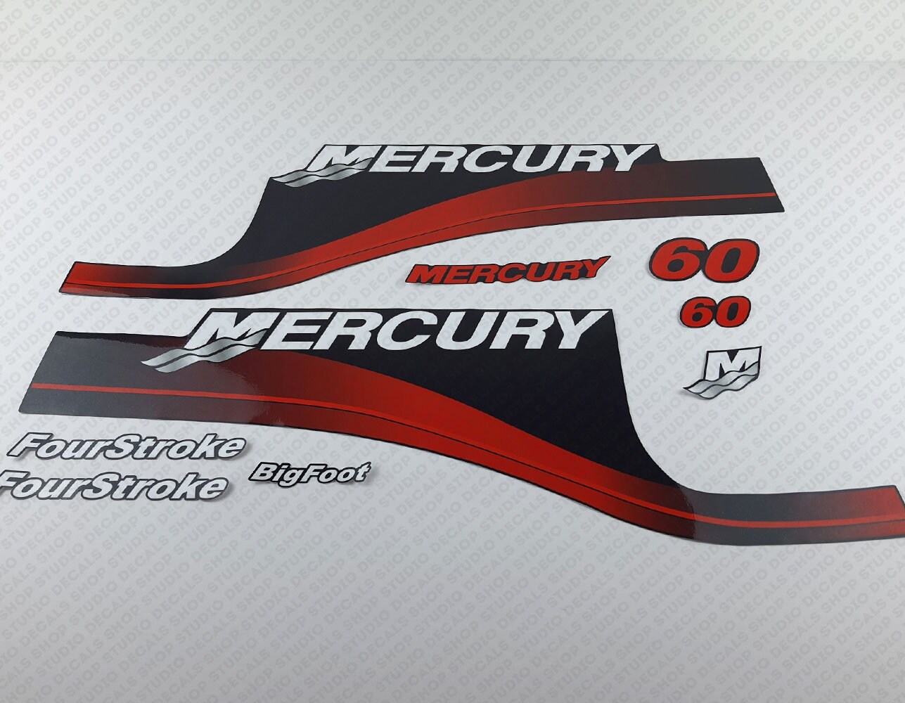 thumbnail image 2 of Mercury 60 FourStroke Outboard Vinyl Decal Set - BOAT-MOTO Sticker Kit 2 of 6