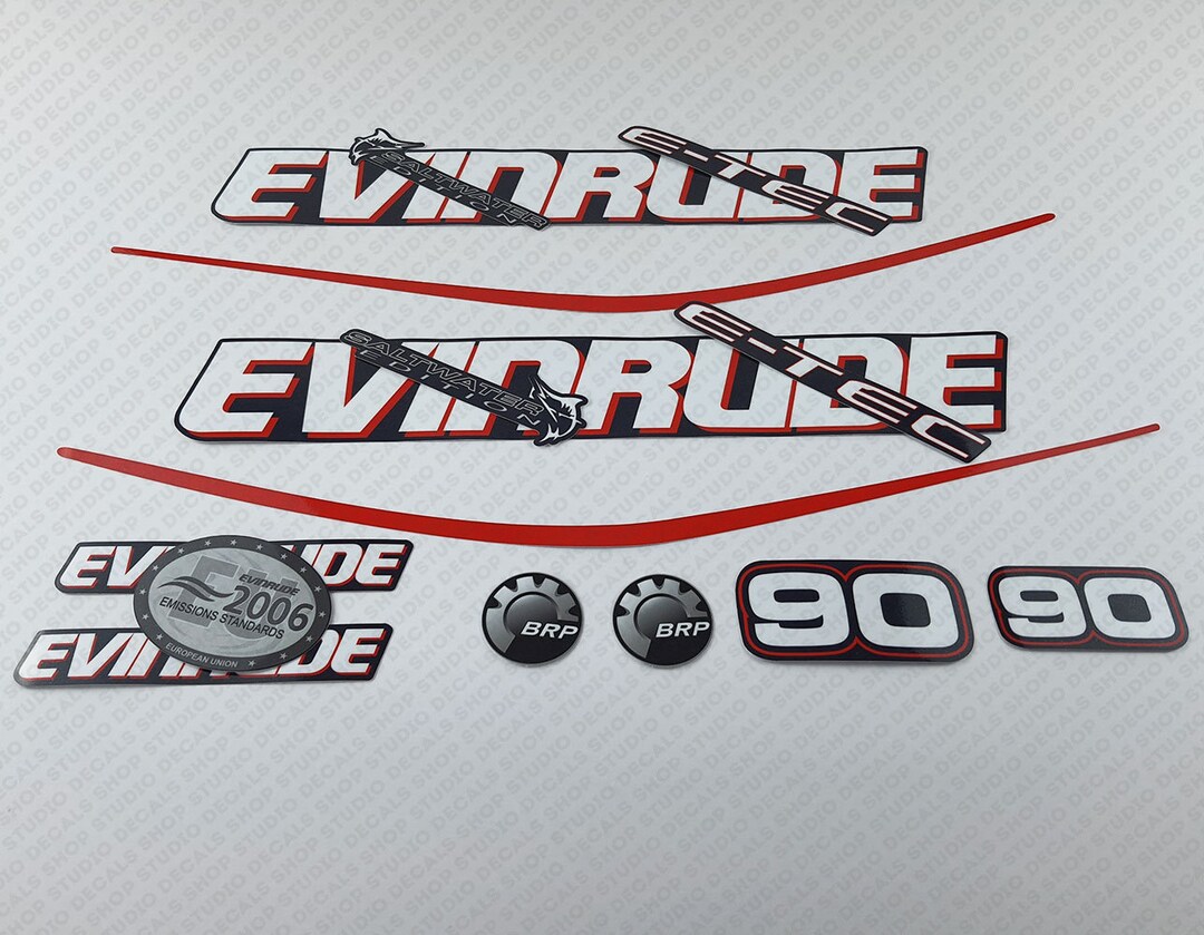 Defender Decals Evinrude 60hp E-TEC Outboard Engine Decal Sticker Set – Reproduction Blue Cowl