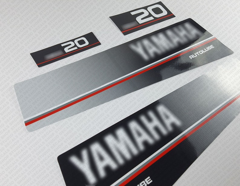 Yamaha 20 HP Autolube Two Stroke Outboard Engine Decals Sticker Set ...