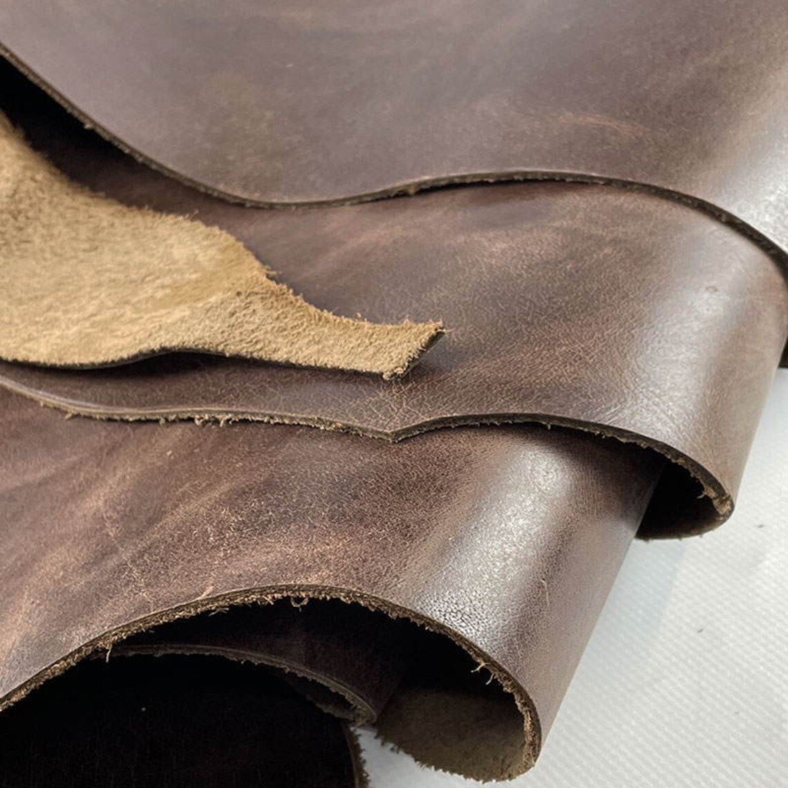 Dark Brown Veg tanned Leather Scraps Waxed leather Antique Etsy