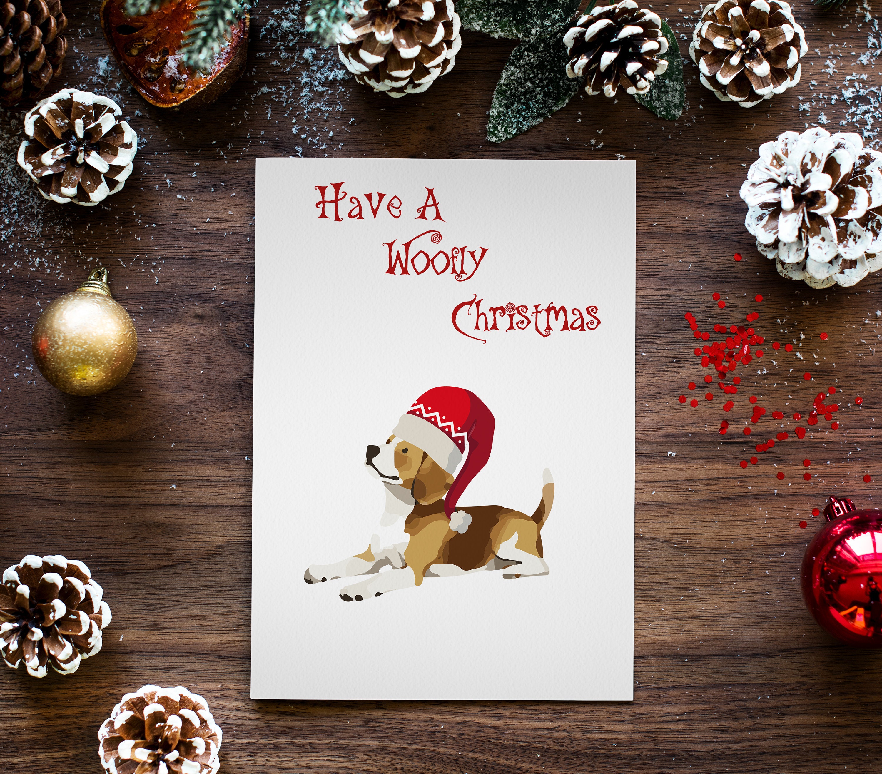 Set of 4 Printable Beagle Dog Christmas Card Pet Lovers | Etsy