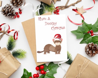 Printable Cute Ferret Christmas Card | Pet Lovers Christmas card | Ferret Xmas Card | Digital Download | PDF Xmas Card | Gift Décor