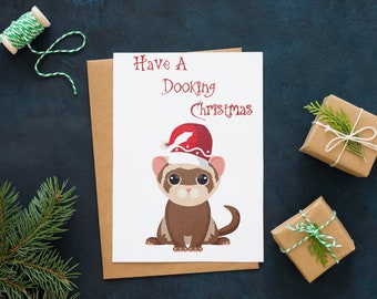 Printable Cute Ferret Christmas Card | Pet Lovers Christmas card | Ferret Xmas Card | Digital Download | PDF Xmas Card | Gift Décor