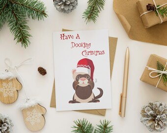 Printable Cute Ferret Christmas Card | Pet Lovers Christmas card | Ferret Xmas Card | Digital Download | PDF Xmas Card | Gift Décor