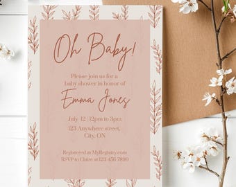 Boho Baby Shower | Invitation | Editable Template Download | Floral | Baby
