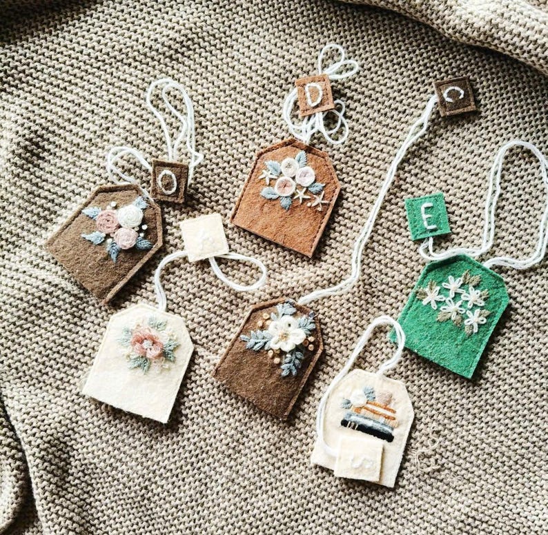 Custom Hand Embroidered Tea Bag Bookmark,custom Book Lover Gift ...