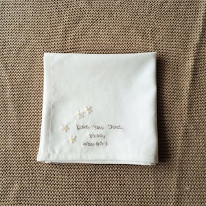Custom name linen embroidered Handkerchiefs, Personalized Linen Embroidered Handkerchief, Wild Flower handkerchief, Personalized gift
