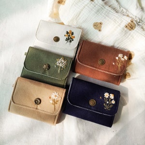 Embroidered linen wallet, wallet women small, handheld wallet,women wallet,embroidered purse, embroidery wallet,card wallet