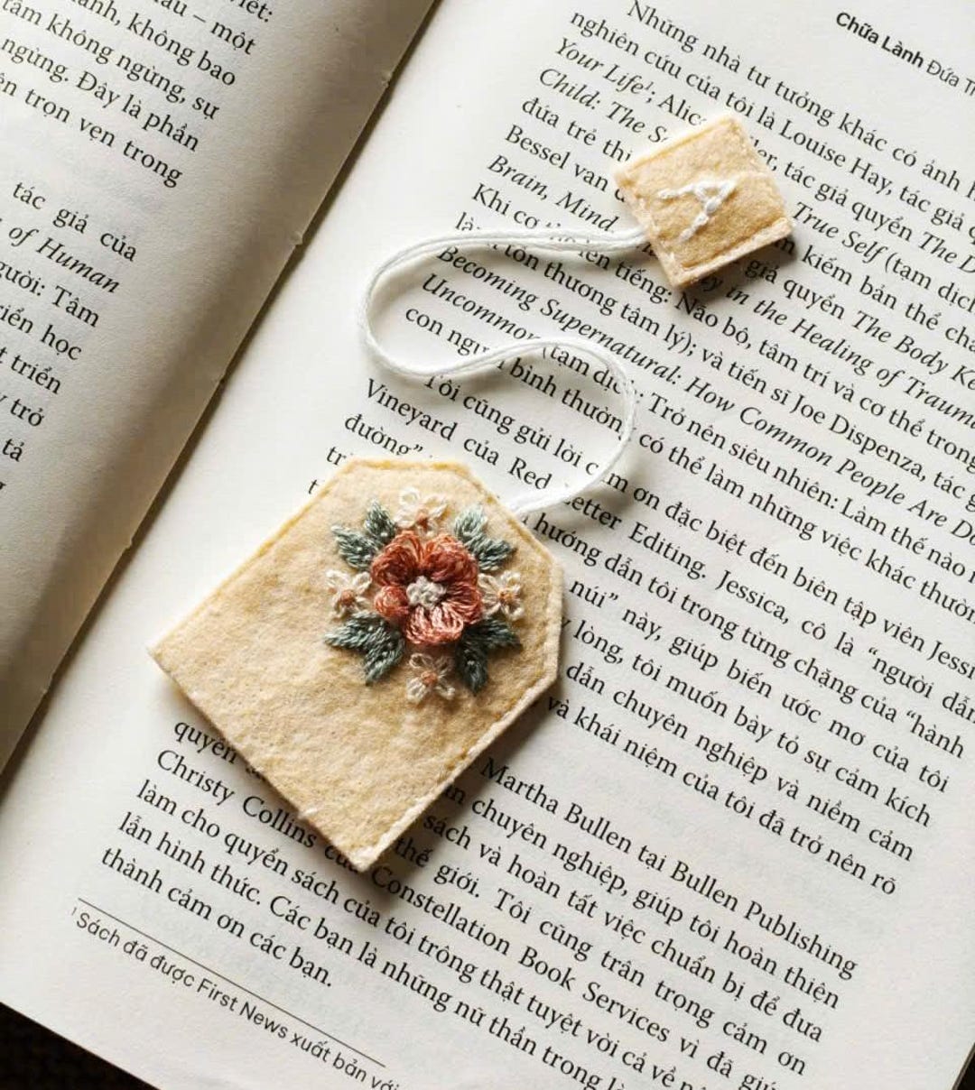 Custom Hand Embroidered Tea Bag Bookmark,custom Book Lover Gift ...