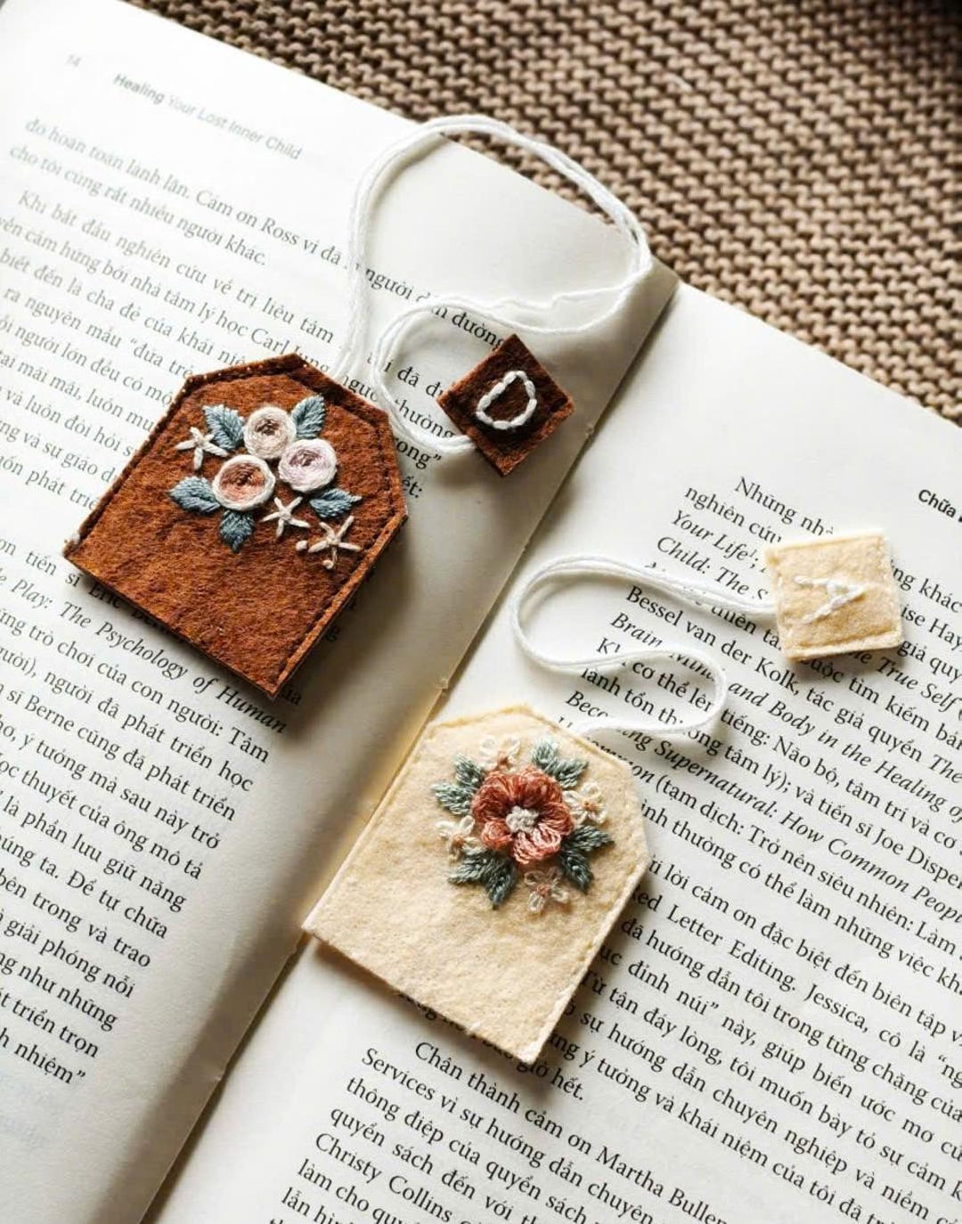 Hand Embroidered Tea Bag Bookmark, Custom Floral Gift - Etsy
