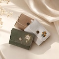 Personalized Linen Wallet, Zipper or Trifold Wallet, Hand Embroidered Wallet, Custom Name Wallet, Handmade Floral Wallet Gift for Her product logo