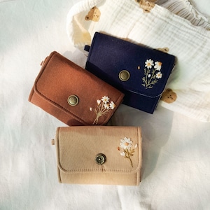 Cartera de lino bordada, cartera pequeña para mujer, cartera de mano, cartera para mujer, monedero bordado, cartera bordada, cartera para tarjetas