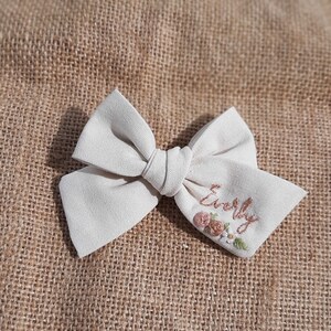 Custom name hand embroidered baby bow,Customized Hand Embroidered,Name Bow,Personalized Name Bow,Hand Embroidered Bow image 5