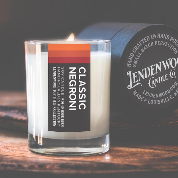 Negroni Cocktail Candle | Soy Wax | Hand Poured | Clean Fragrance | 9 ounce | Happy Hour | Gift Idea | Crisp Gin Orange Cranberry Scent