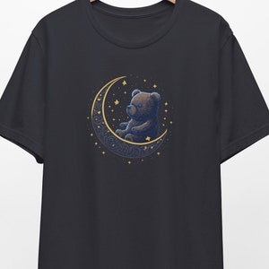 Bear on the Moon, Unisex Jersey Short Sleeve Tee, Cool Teddy Bear Shirt, Animal Lover Gift, Cute Teddy Bear Shirt, Urban Tshirt