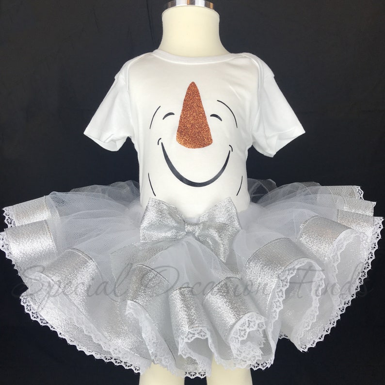 Winter Party Snowman Outfit Winter Birthday Winter Wonderland Cute Snowman Double Ribbon Trim Tutu Outfit