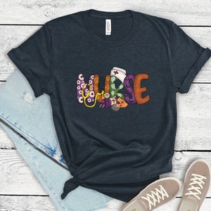 Fall Shirt, Halloween Nurse T-Shirt, Halloween Nurse Costume Shirt, Women&#39;s Halloween Shirt Gift, Cute Halloween Nurse Gift, Funny Nurse Tee