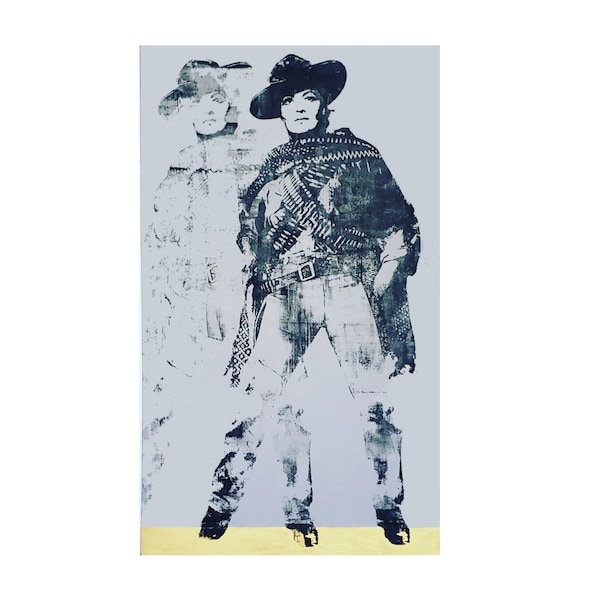 Big 54"x32" Maria Felix Silkscreen on canvas Mexican POP ART Tribute to Andy Warhol soldadera Mexican revolution