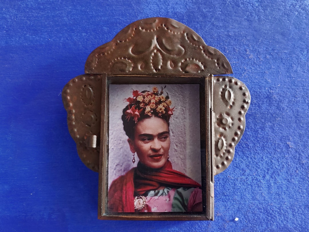 Rustic Mexican Tin Nicho Frida Kahlo Wall Hanging Folk Art Rusty Shrine Shadow Box Etsy