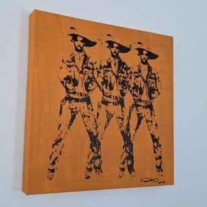 Serigrafía de Arte Pop Mexicano 3 Amigos Charros 16"x16” Serigrafía de Benito Del Águila Homenaje a Warhol Obra original de edición limitada bild 3