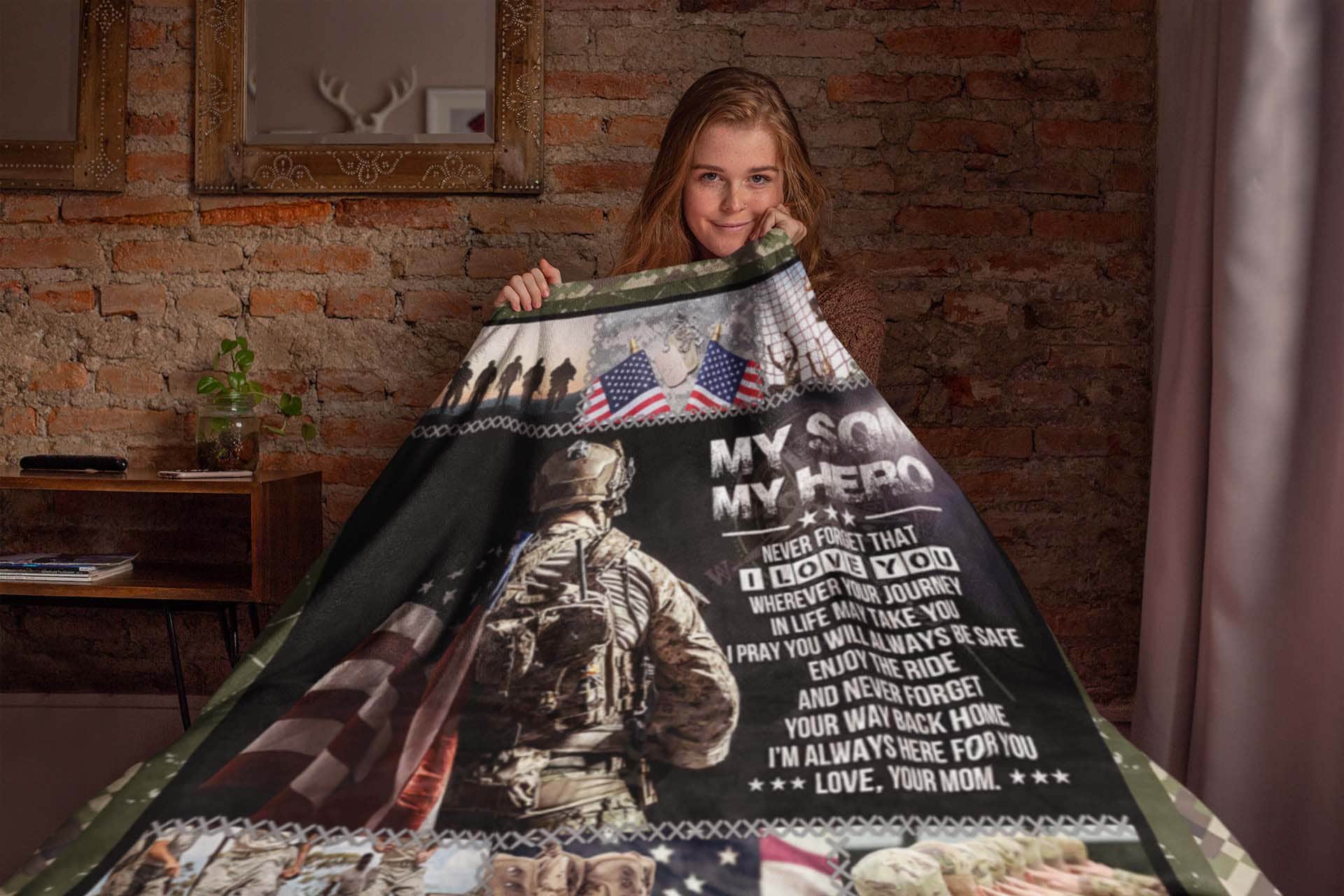 My Son My Hero Blanket, Letter to Army Son Blanket, Army Mom Blanket