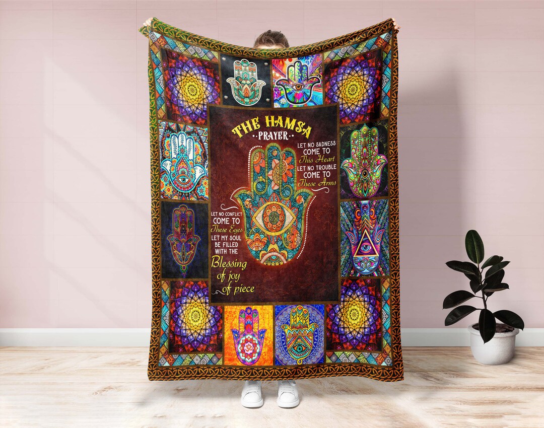 The Hamsa Prayer Blanket, Jewish Blanket, Jews Blanket, Judaism Blanket