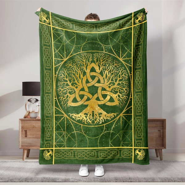 Artisan Celtic Knot Tree of Life Quilted Blanket NCU0PD038