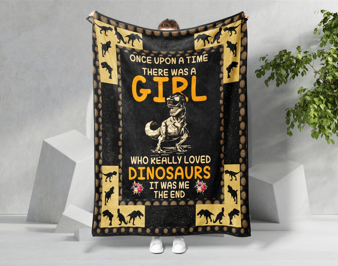 Dinosaur Girl Fleece Sherpa Blanket, Dinosaur Mom Blanket, Jurassic