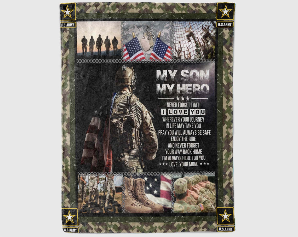 My Son My Hero Blanket, Letter to Army Son Blanket, Army Mom Blanket