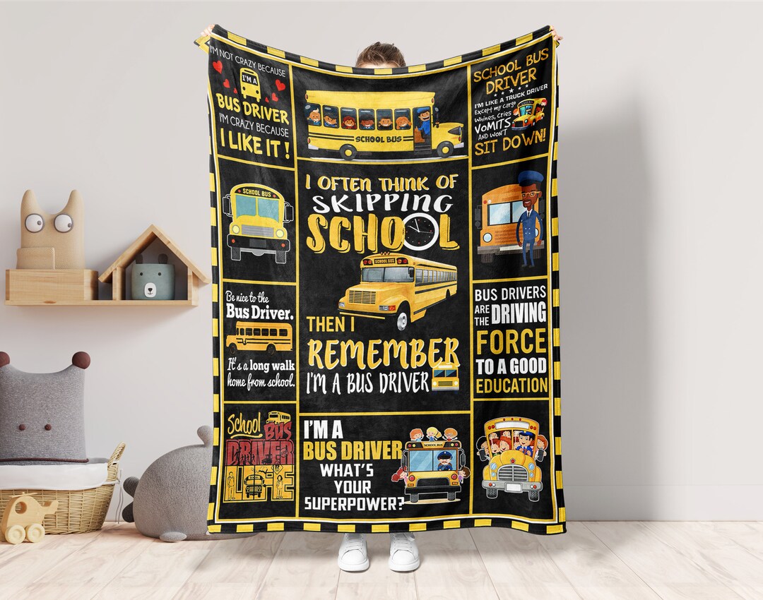 School Bus Driver Blanket, Bus Driver Fleece Sherpa Blanket