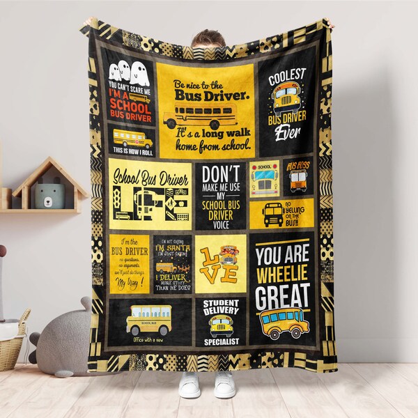 School Bus Driver Blanket Etsy