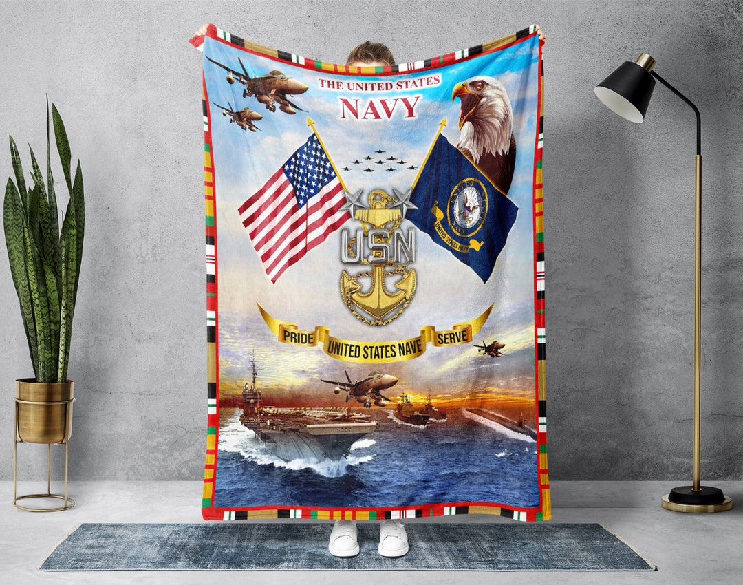 US Navy Blanket USN Blanket United States Nave Blanket Navy Etsy