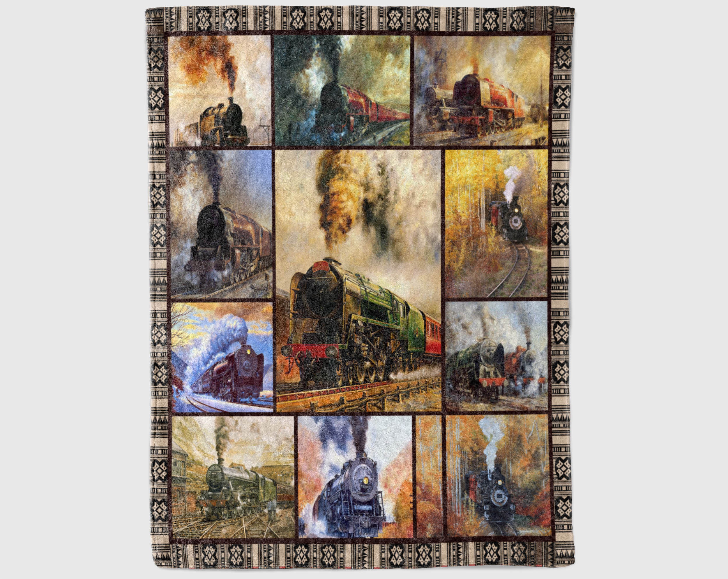 Steam Blanket, Vintage Train Fleece Blanket, Retro Train