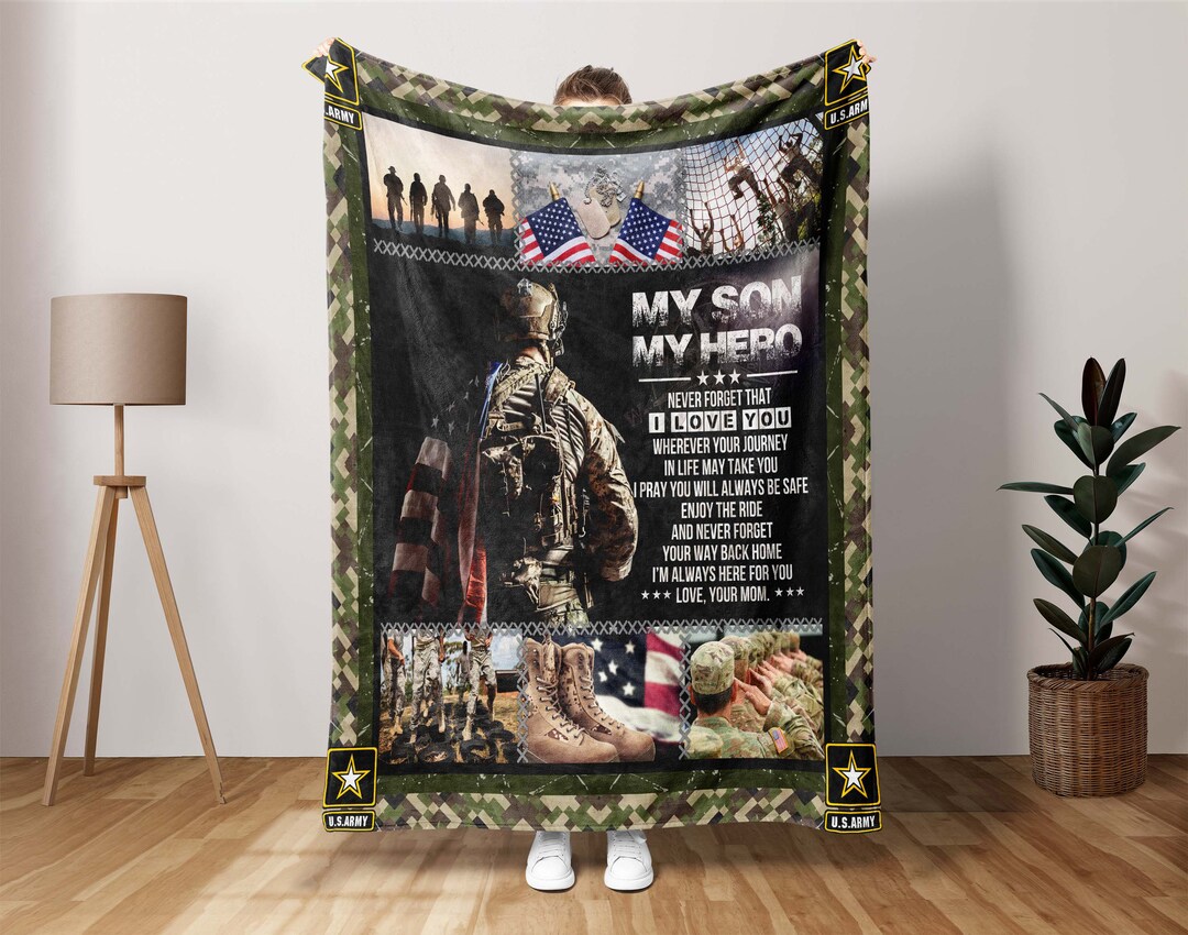 My Son My Hero Blanket, Letter to Army Son Blanket, Army Mom Blanket