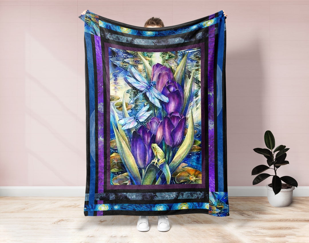 Vintage Dragonfly Blanket, Insect Blanket, Flying Animal Blanket