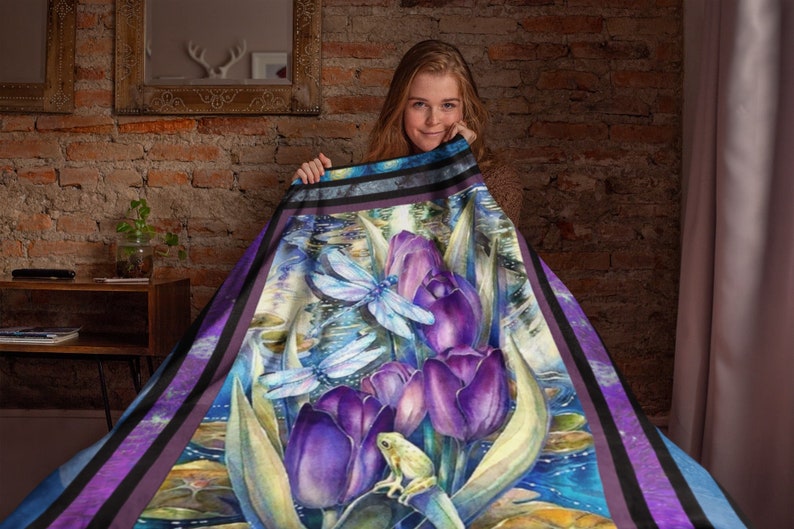 Vintage Dragonfly Blanket, Insect Blanket, Flying Animal Blanket