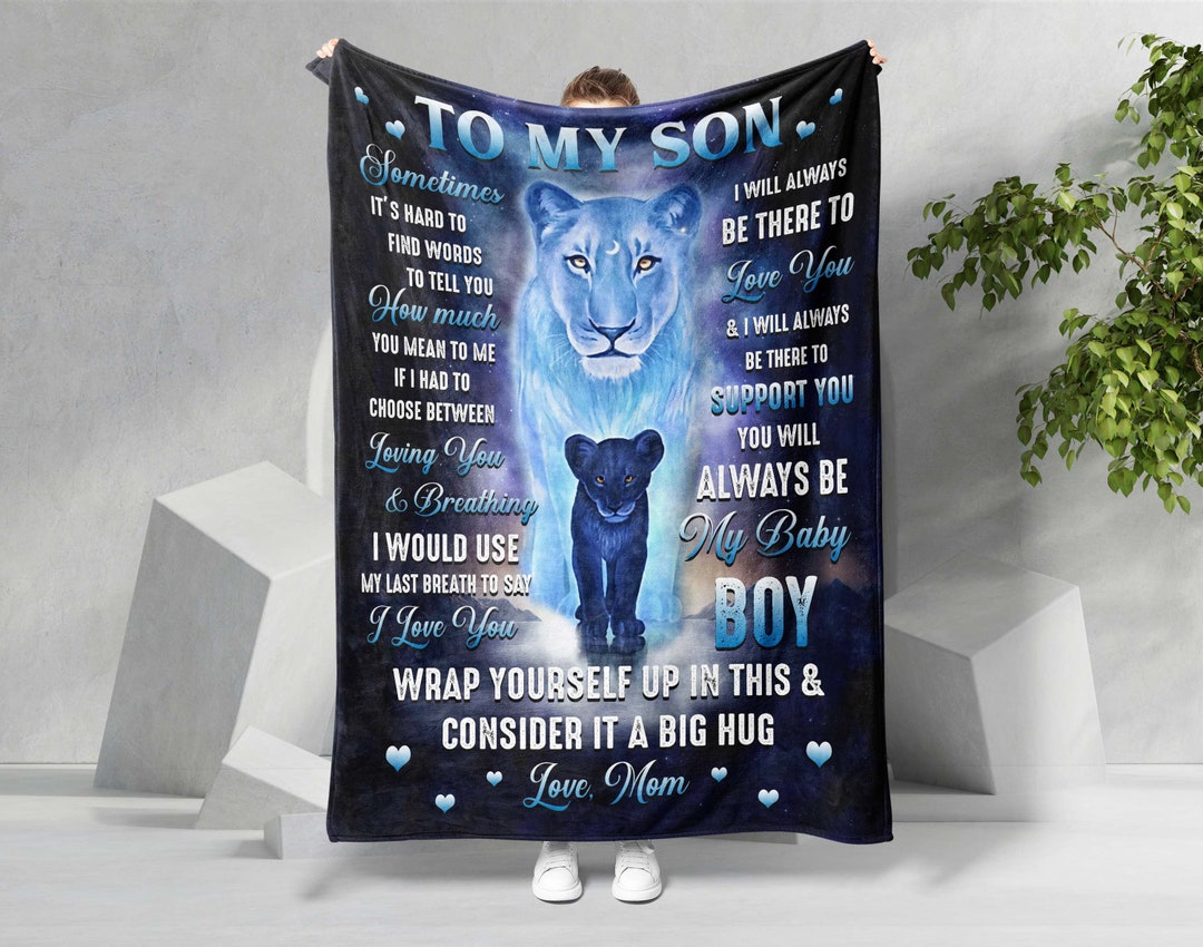 To My Son Lion Blanket, Son Blanket From Mom, Letter to Son Blanket